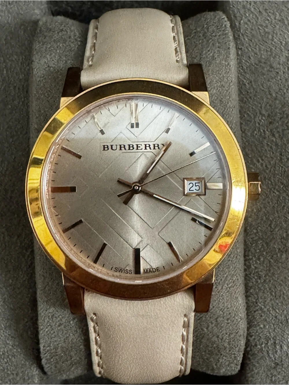 Burberry RoseGold-Tone Case Blush Pink Leather Strap Women's Watch
